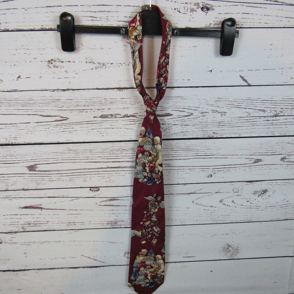 Christmas Santa Tie - Maroon, Dillard's